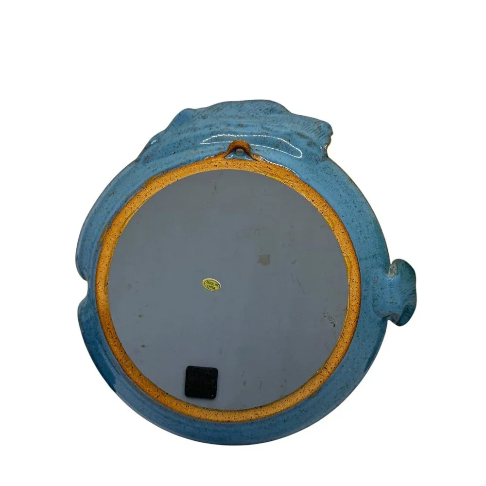 Fish-Shaped Blue Ceramic Wall Hanging Mirror